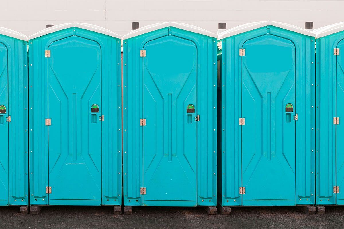 Industrial portable restroom units at a plant in Vicksburg, Mississippi