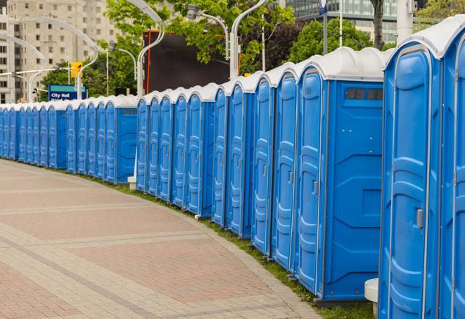 Seasonal porta potty units set up at a Vicksburg, Mississippi venue