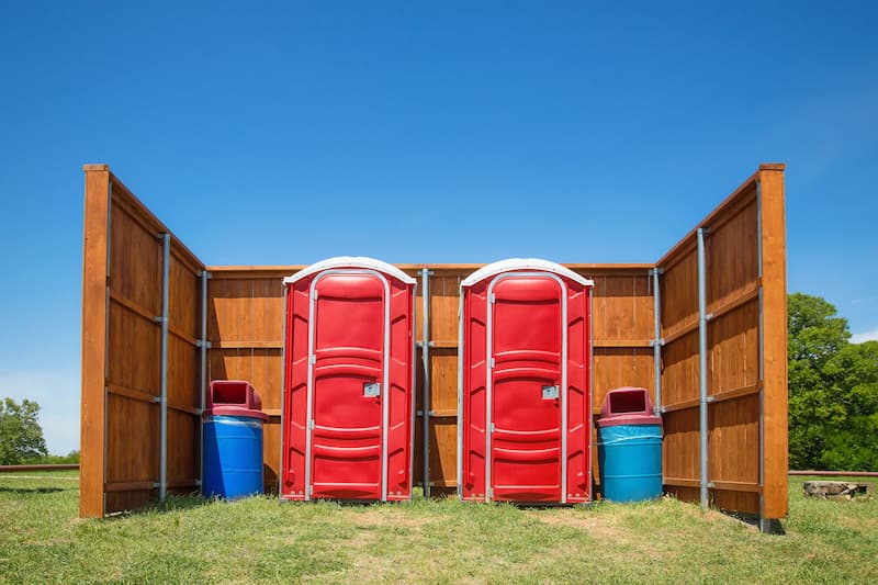 Short-term porta potty units staged for delivery in Vicksburg, Mississippi